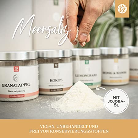Körperpeeling aus Meersalz - Honig & Mandel - 500g
