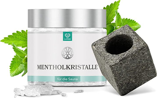 Sauna Set - Mentholkristalle 200g + Aufgussstein