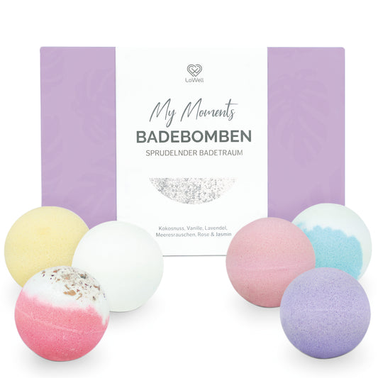 Badebomben Geschenkset - Sprudelnder Badetraum - 6 Badekugeln