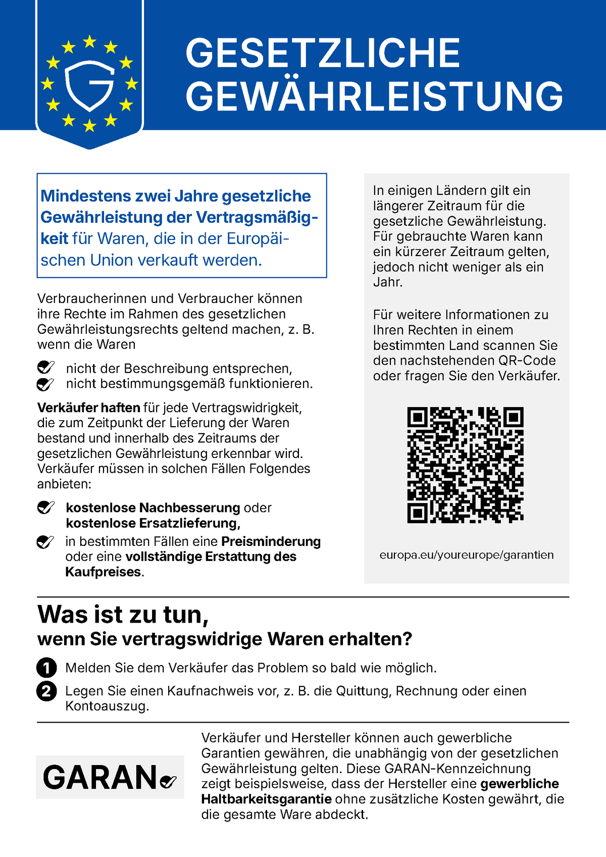 Harmonisierte EU-Mitteilung zu deinen gesetzlichen Gewährleistungsrechten