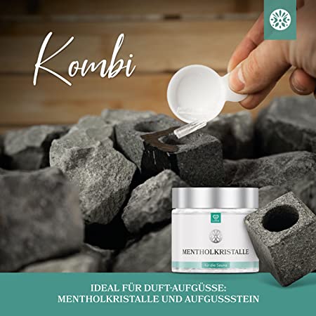 Sauna Set - Mentholkristalle 100g + Aufgussstein Vierfachkammer